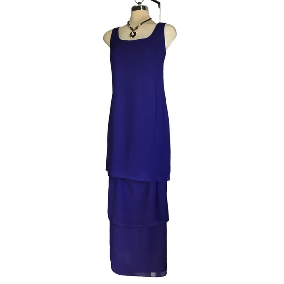 PATRA Luxury Royal Blue SleevelessLayered Maxi Dress Size 8 - Picture 6 of 12
